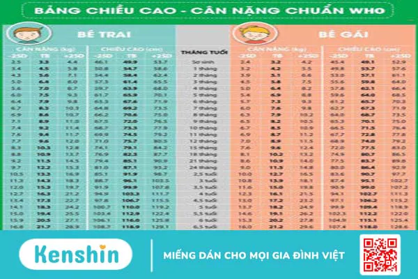 Bảng chiều cao cân nặng của trẻ từ 0-18 tuổi chuẩn WHO mới nhất